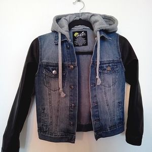 Urban Outfitters Boys Distressed Denim Hooded Jacket & Faux Leather Size 10